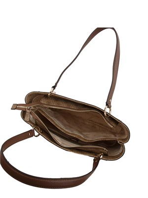 Borsa Noelle Guess Jeans in ecopelle beige con logo all over in DONNA