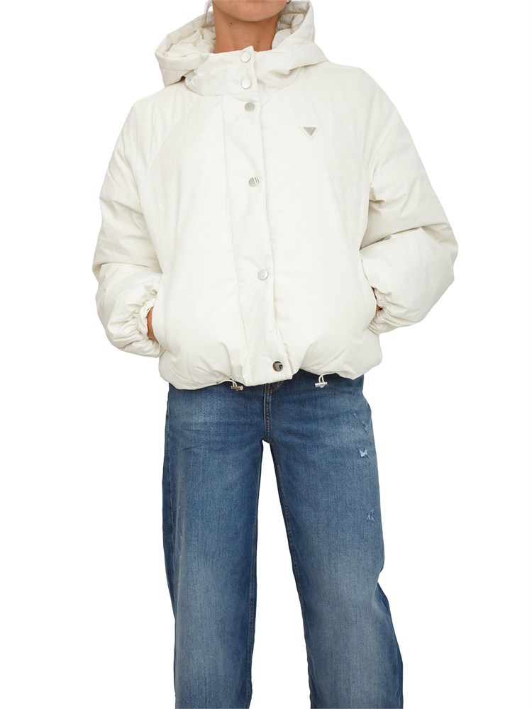 Giubbino Guess Jeans donna in tessuto bianco avorio