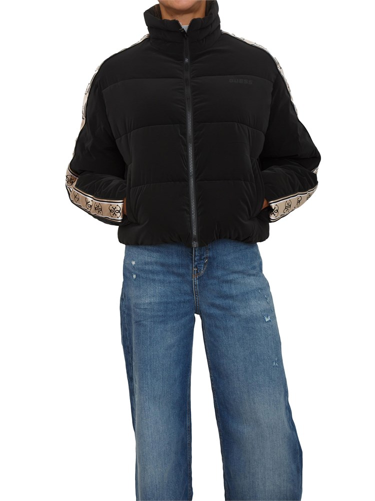 Giubbino Guess Jeans donna in tessuto nero con bande logo