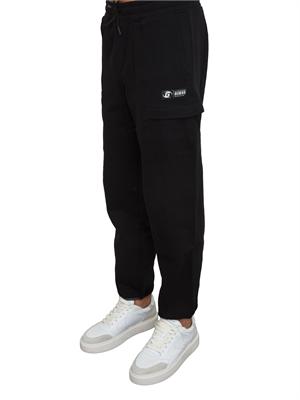 Pantalone tuta Guess Jeans uomo in cotone nero con bande logo in UOMO