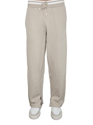 Pantalone tuta Guess Jeans uomo in cotone tortora con bande logo in UOMO