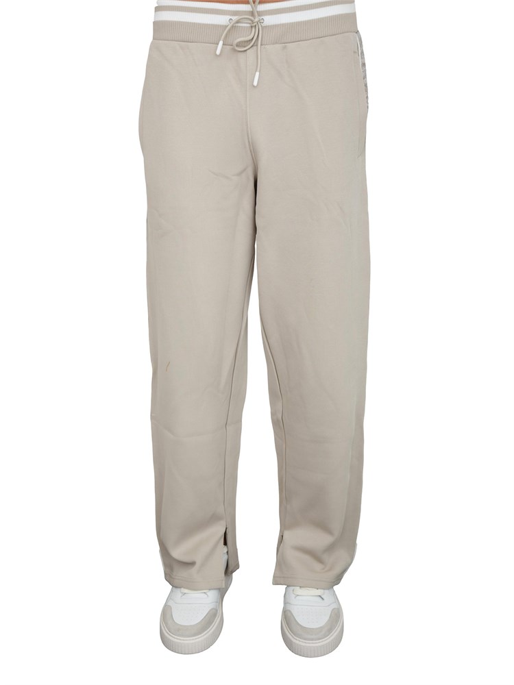 Pantalone tuta Guess Jeans uomo in cotone tortora con bande logo