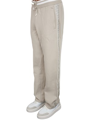 Pantalone tuta Guess Jeans uomo in cotone tortora con bande logo in UOMO