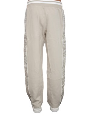 Pantalone tuta Guess Jeans uomo in cotone tortora con bande logo in UOMO