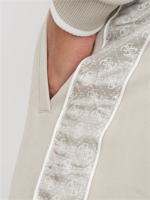 Pantalone tuta Guess Jeans uomo in cotone tortora con bande logo in UOMO