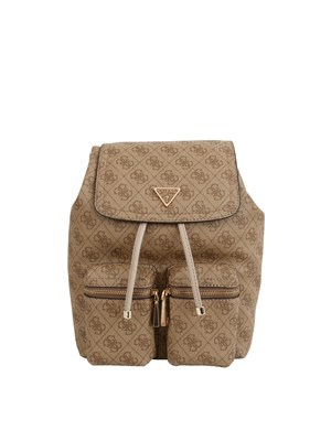 Zaino Manhattan Guess Jeans in ecopelle beige logo all over in DONNA