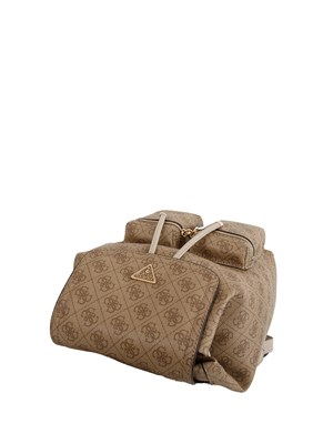 Zaino Manhattan Guess Jeans in ecopelle beige logo all over in DONNA