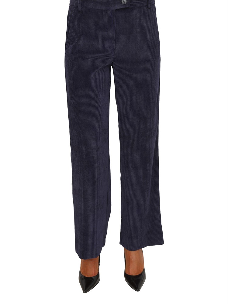 Pantalone Destino Emme Marella in velluto blu a coste