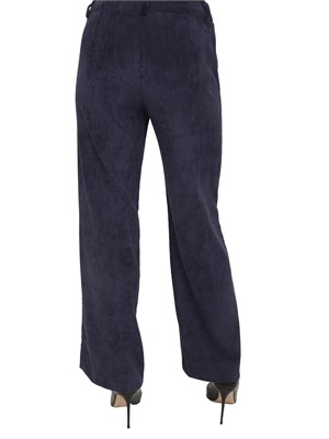 Pantalone Destino Emme Marella in velluto blu a coste in DONNA