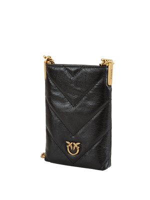 Custodia smartphone Pinko in pelle naplak lucida nera in DONNA