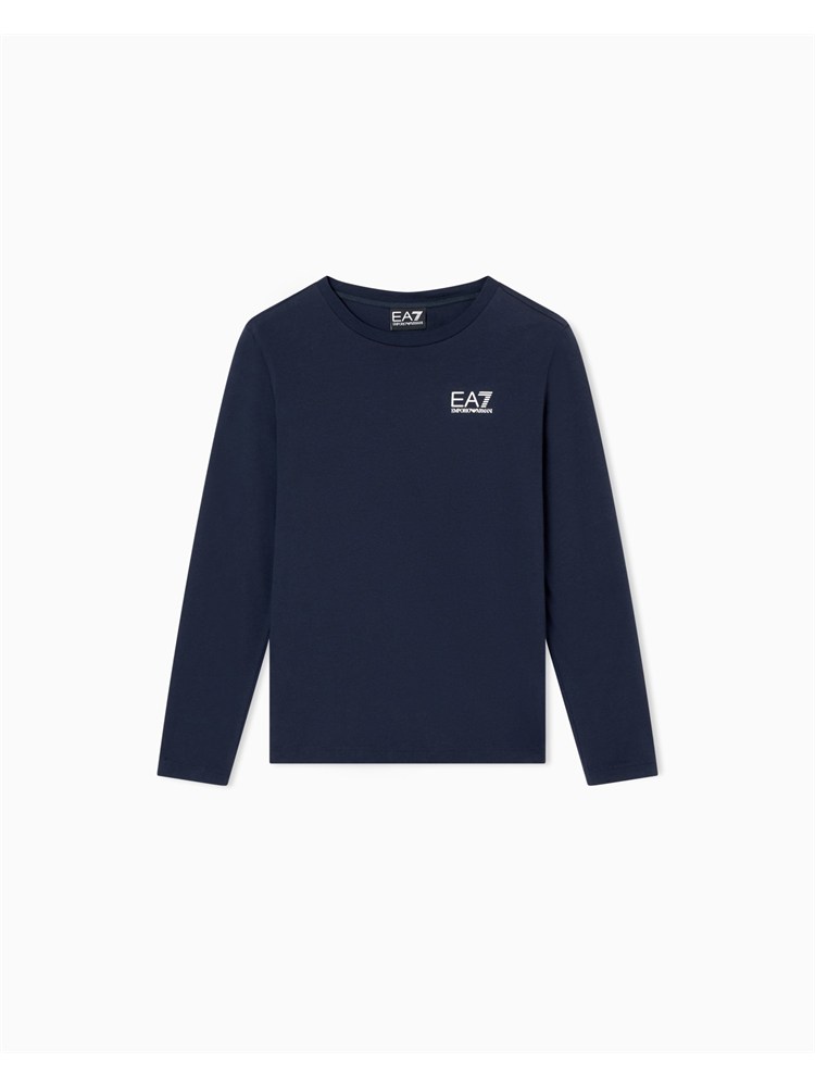 EA7 JUNIOR T-shirt Ea7 blu a maniche lunghe Core Identity Boy in puro cotone organico ASV