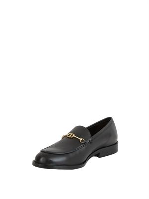 TWIN-SET Mocassino Twinset in pelle nera con logo oro in DONNA