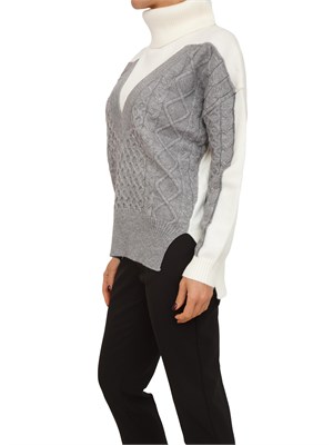 Maglia donna a collo alto Fracomina in misto viscosa bianca e grigia in DONNA