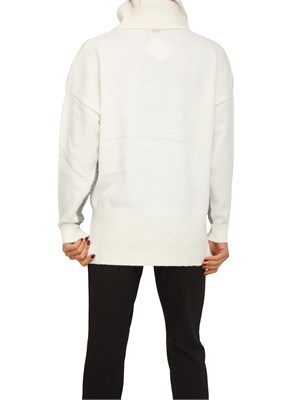 Maglia donna a collo alto Fracomina in misto viscosa bianca e grigia in DONNA