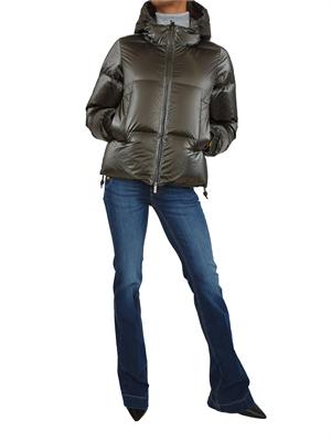 Piumino corto Lethille K-Way in tessuto luminoso verde in DONNA