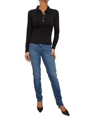 Polo Liu Jo donna in jersey di viscosa stretch nera in DONNA