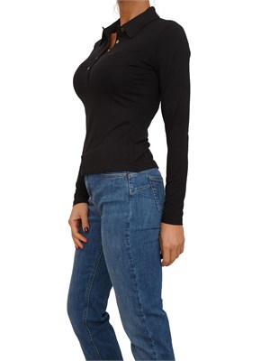 Polo Liu Jo donna in jersey di viscosa stretch nera in DONNA
