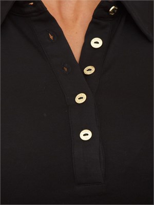 Polo Liu Jo donna in jersey di viscosa stretch nera in DONNA
