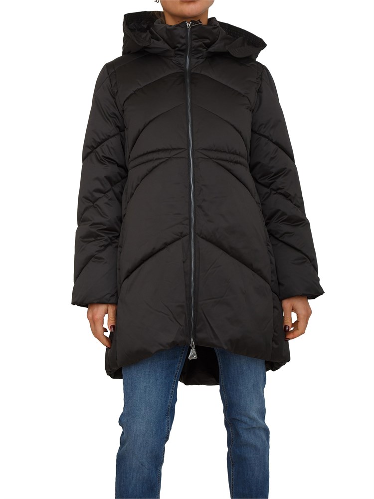 Piumino lungo donna Nenette in tessuto lucido nero