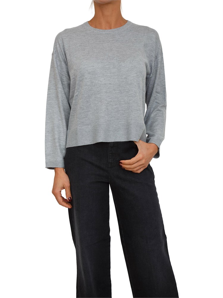 Maglia grigia Morale Nenette in misto lana con strass