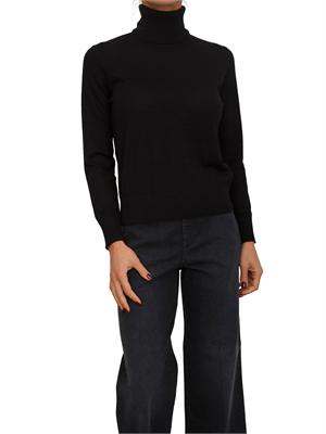 Maglia donna a collo alto Mita Nenette in lana merino nera in DONNA
