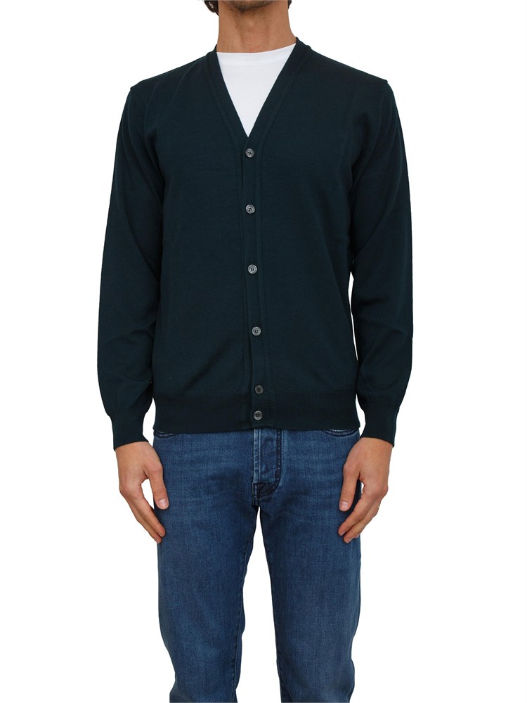Cardigan uomo Aiace Galassi in lana verde scuro