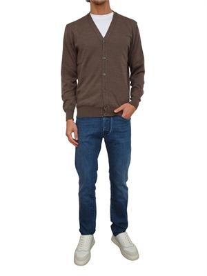 Cardigan uomo Aiace Galassi in lana marrone in UOMO