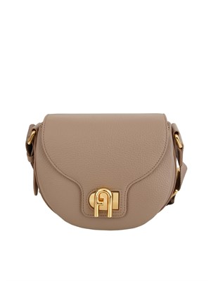 Borsa a tracolla Furla Lotus in pelle martellata taupe in DONNA