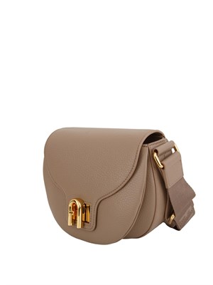 Borsa a tracolla Furla Lotus in pelle martellata taupe in DONNA