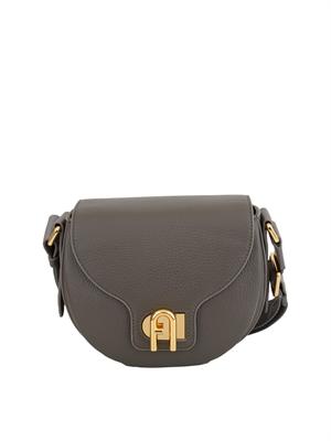Borsa a tracolla Furla Lotus in pelle martellata grigia in DONNA