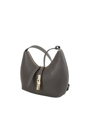 Borsa a spalla Furla Goccia S in pelle grigia in DONNA