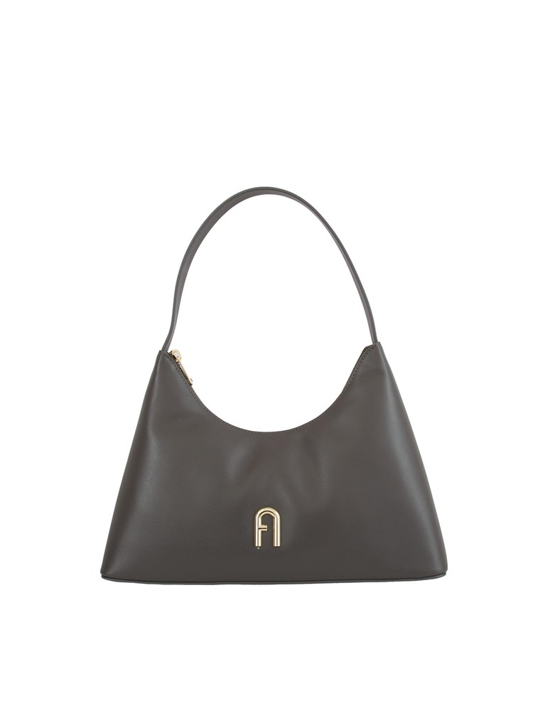 Borsa a spalla Furla Diamante S in pelle grigia