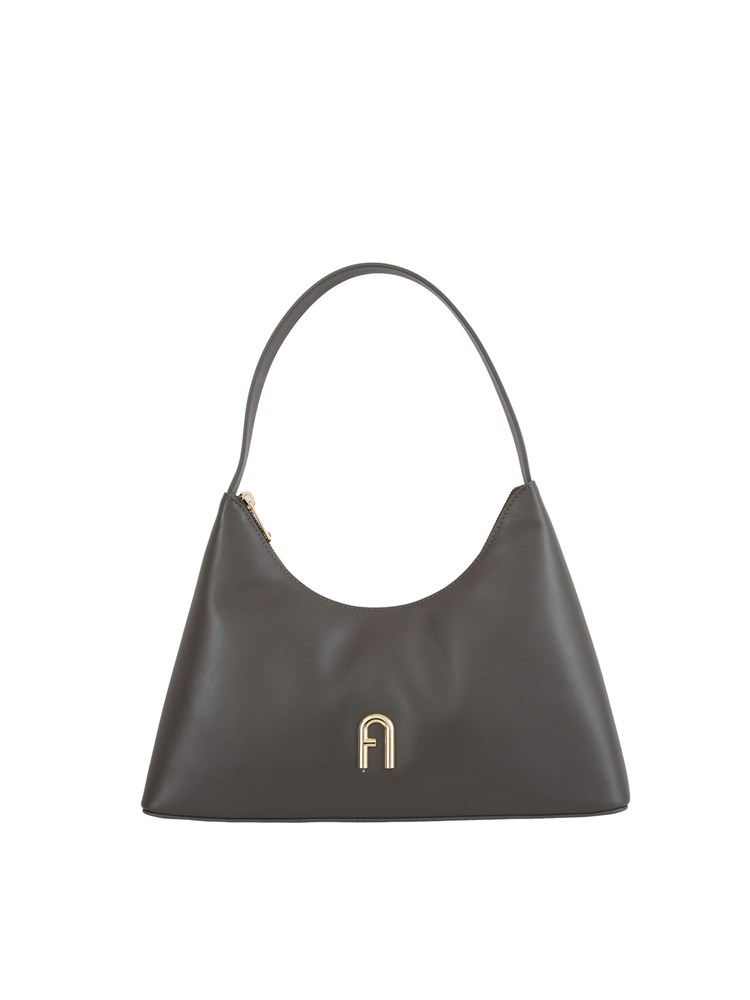 Borsa a spalla Furla Diamante S in pelle grigia