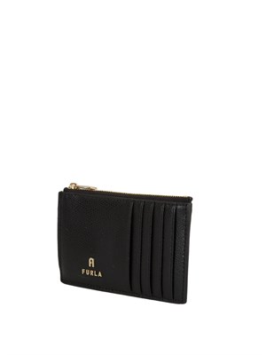 Porta carte di credito Furla Camelia M in pelle nera in DONNA
