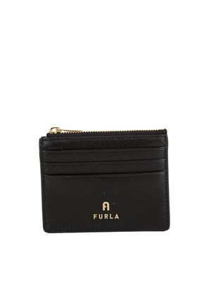 Porta carte di credito Furla Camelia S in pelle nera in DONNA