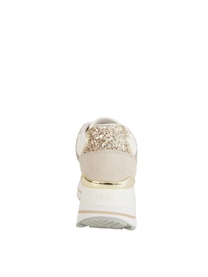 Sneakers Liu Jo donna in glitter e nylon con inserti suede bianco e beige in DONNA