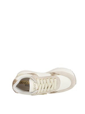 Sneakers Liu Jo donna in glitter e nylon con inserti suede bianco e beige in DONNA
