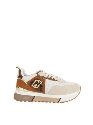 Sneakers Liu Jo donna in suede e mesh panna marrone in DONNA
