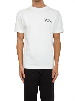 T-shirt uomo County of Milan in cotone bianco con stampa dietro in UOMO