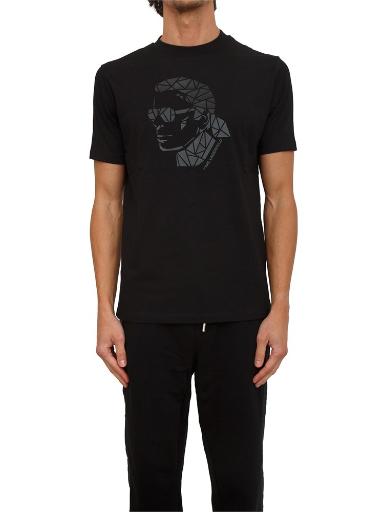 K.LAGERFELD T-shirt uomo Karl Lagerfeld nera con applicazione volto