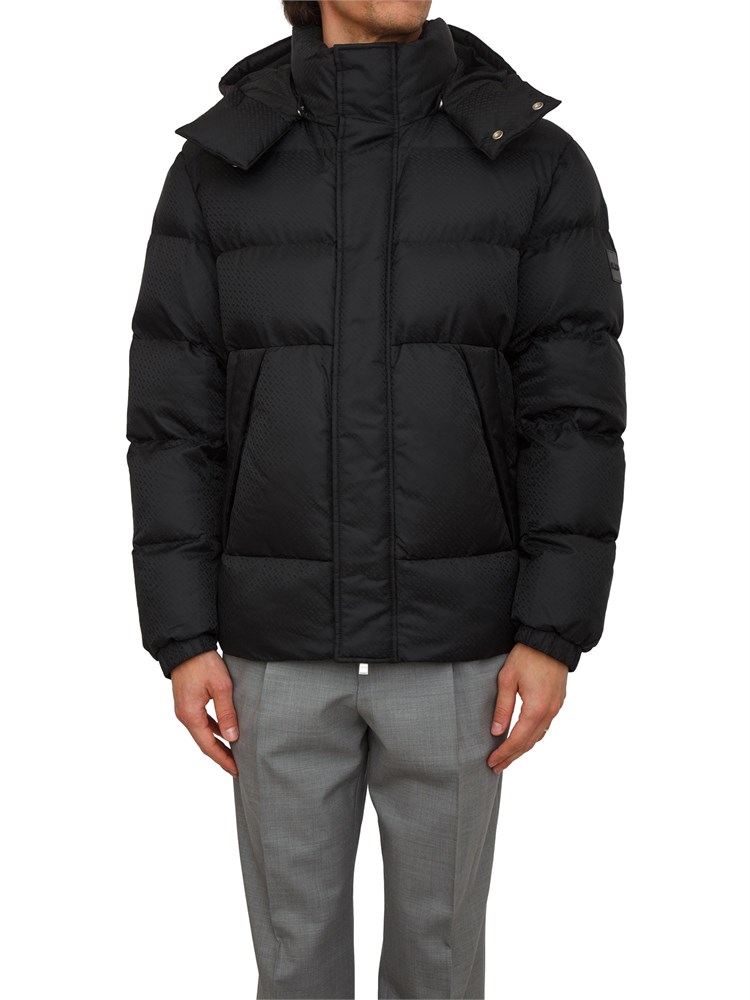 Giubbotto nero Boss uomo in tessuto idrorepellente