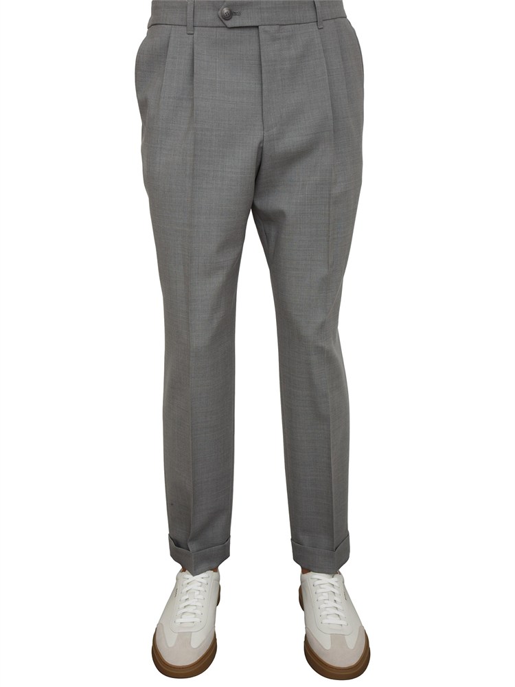 Pantaloni Boss uomo in lana vergine grigi