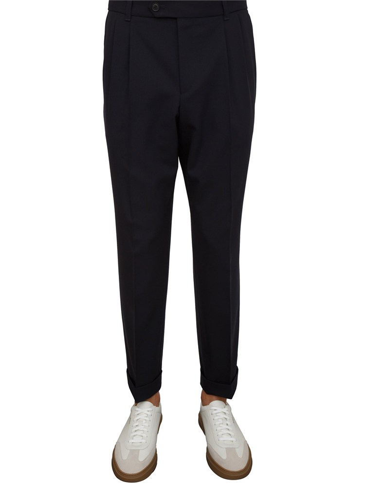 Pantaloni Boss uomo in lana vergine blu