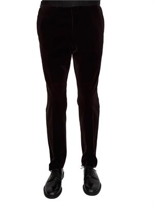 Pantaloni smoking Boss uomo in velluto marrone in UOMO