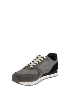 Sneakers uomo Aeronautica Militare in tessuto tecnico grigio e inserti suede in UOMO