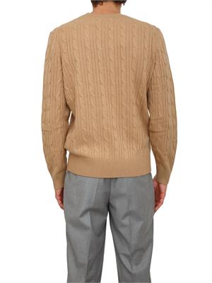 Maglia Boss uomo a trecce in cashmere e lana cammello in UOMO