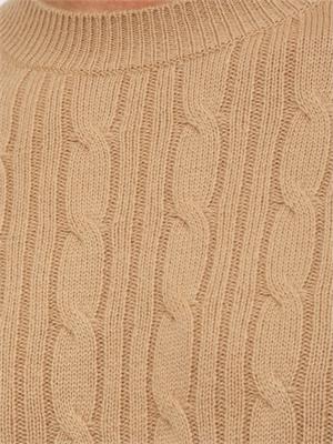 Maglia Boss uomo a trecce in cashmere e lana cammello in UOMO