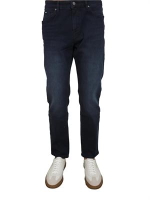 Jeans Boss uomo in pregiato denim blu effetto used in UOMO