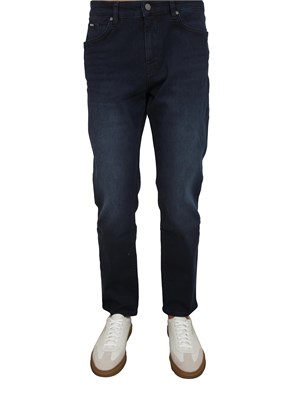 Jeans Boss uomo in pregiato denim blu effetto used in UOMO