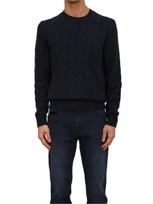 Maglia Boss uomo a trecce in cashmere e lana blu in UOMO